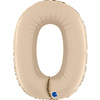 Balon Foliowy Cyfra 0, Satynowa Kremowa, 66 cm Grabo