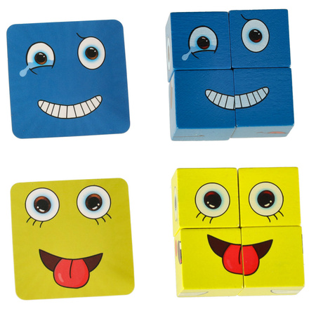 Gra edukacyjne wyzwania nauka emocji klocki drewniane