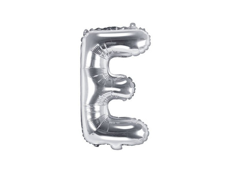 Balon foliowy Litera E, 35cm, Srebrna