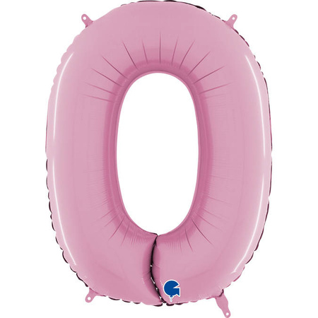 Balon Foliowy Cyfra 0 Różowa Pastel Pink, 66 cm Grabo