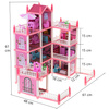 Domek dla lalek willa różowa DIY 4 poziomy mebelki 61cm