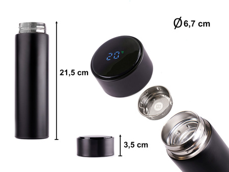 Kubek termiczny termos smart LED 500ml czarny