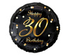 Balon foliowy Happy 30 Birthday, czarny złoty nadruk, 46 cm