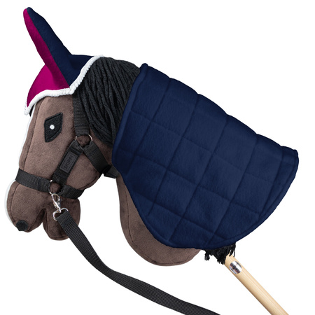 Zestaw Skippi - Hobby Horse Gniady - Derka i nauszniki - fuksja i granat
