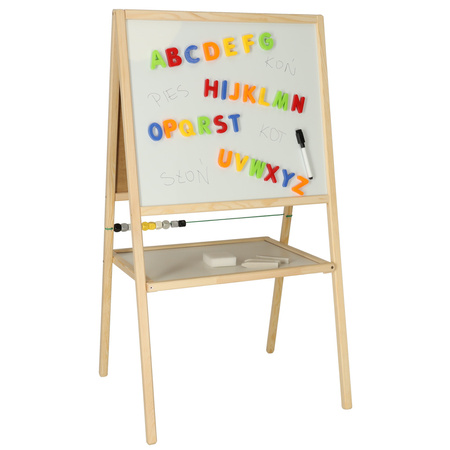 Tablica magnetyczna kredowa dwustronna drewniana liczydło literki 37x48x90cm