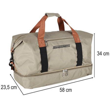 Torba podróżna sportowa bagaż podręczny do samolotu turystyczna beżowa