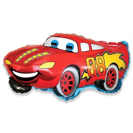 Balon Foliowy Uśmiechnięte Auto Cars, ZYGZAG na patyk 37 cm