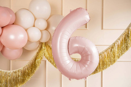 Balon foliowy Cyfra ''6'', 72cm, jasny różowy