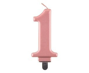 Świeczka cyferka 1, metalik Rose Gold, 8 cm