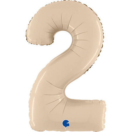 Balon Foliowy Cyfra 2, Satynowa Kremowa, 66 cm Grabo
