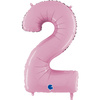Balon Foliowy Cyfra 2 Różowa Pastel Pink, 66 cm Grabo