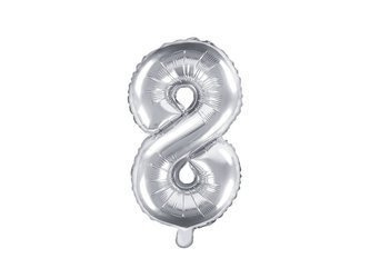 Balon foliowy Cyfra 8, 35cm, srebrny