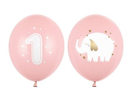 Balony lateksowe Roczek słonik, pastelowe różowe 30cm, 50 sztuk