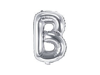 Balon foliowy Litera B, 35cm, Srebrna