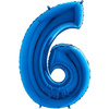 Balon Foliowy Cyfra 6 Niebieska - 102 cm Grabo