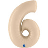 Balon Foliowy Cyfra 6, Satynowa Kremowa 66cm Grabo