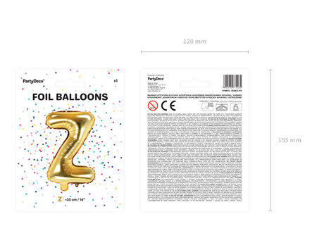 Balon foliowy Litera Z 35cm, Złota