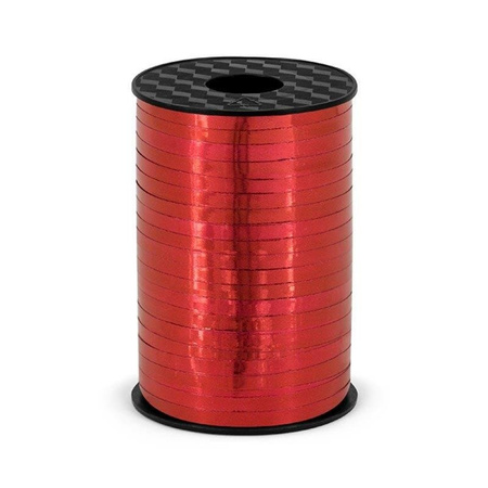 Wstążka plastikowa, Czerwona Metalizowana, 5mm/225m