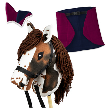 Zestaw Skippi - Hobby Horse Gniado - srokaty - Derka fuksja i granat