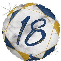 Balon Foliowy 18 urodziny, marmur granat, 46 cm