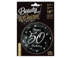 Balon foliowy Happy 50 Birthday, czarny srebrny nadruk, 46 cm