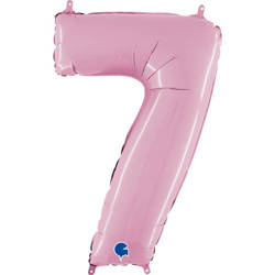 Balon Foliowy Cyfra 7 Różowa Pastel Pink, 66 cm Grabo