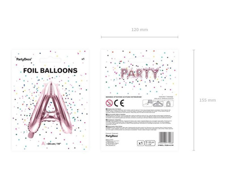 Balon foliowy Litera A, 35cm, Rose Gold różowe złoto