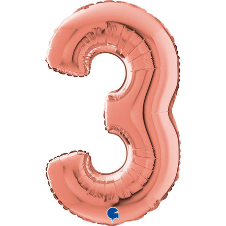 Balon foliowy Cyfra 3 Rose Gold - 66 cm Grabo