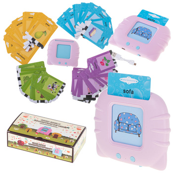 Nauka języka angielskiego czytnik kart do nauki słówek fiszki różowy