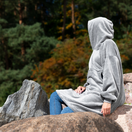 Bluzair Bluza Koc z Kapturem XXL Ciepła Hoodie 4w1