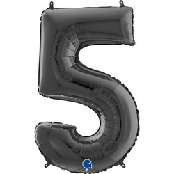 Balon Foliowy Cyfra 5 Czarny, 66 cm Grabo
