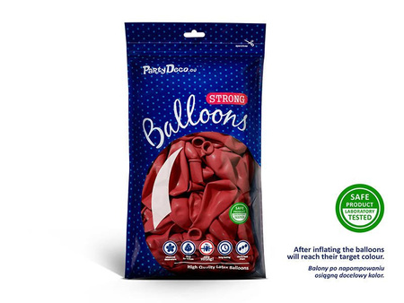 Balony lateksowe Strong, Czerwone, Pastel Poppy Red 12cm, 100 szt.