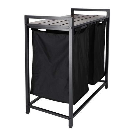 Kosz na pranie bieliznę 2 komory z półką blatem pojemnik loft 80l