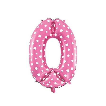 Cyfra 0 Balon Foliowy - 80 cm Różowy