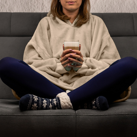 Bluzair Bluza Koc Hoodie Oversize Polska Beżowy