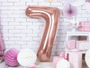 Balon foliowy Cyfra '7', 86cm, różowe złoto