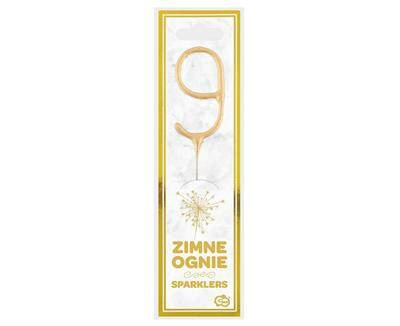 Zimne ognie złota cyfra 9,  17cm