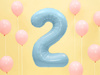Balon foliowy Cyfra 2, 86cm, jasny niebieski