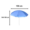 Parasol ogrodowy plażowy regulowany łamany składany UV 150cm niebieski