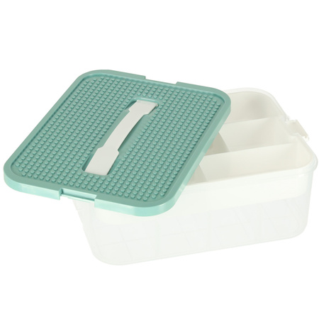 Organizer pudełko pojemnik na klocki zabawki drobiazgi z pokrywą przegródkami