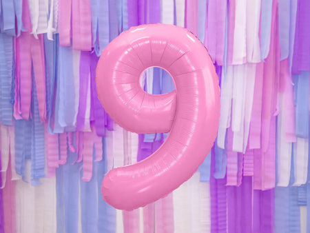 Balon foliowy Cyfra 9, 86cm, różowy