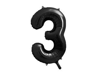 Balon foliowy Cyfra 3 czarna, 86cm