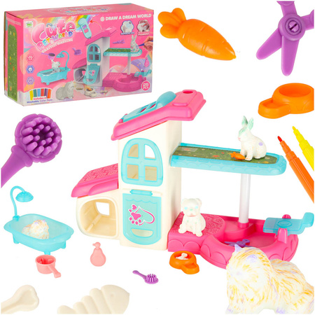 SPA dla zwierząt domek malowanie kąpanie zwierząt mazaki zmywalne akcesoria 26 elementów