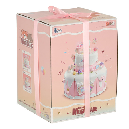 Tort urodzinowy piętrowy do krojenia na rzepy muzyka światła kuchnia 16 elementów różowy