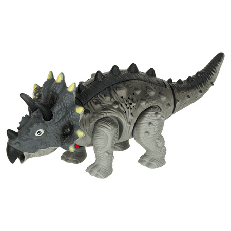 Dinozaur Triceratops zabawka interaktywna na baterie chodzi świeci ryczy