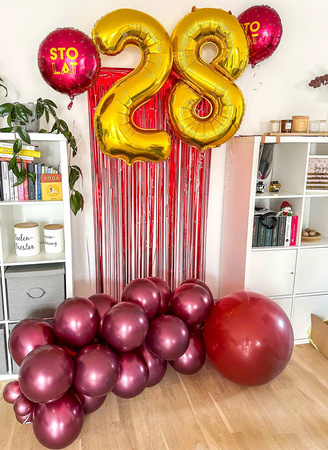 Balon foliowy Sto lat, bordowy, 46cm