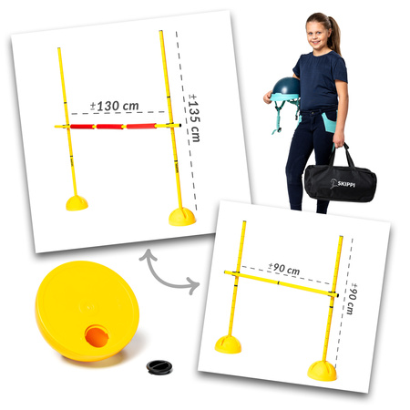 Zestaw Skippi - Hobby Horse Gniado - srokaty i przeszkoda do skakania 135 cm