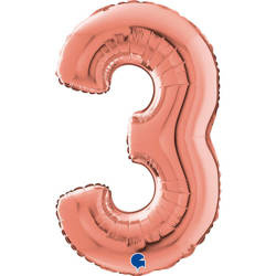 Balon foliowy Cyfra 3 Rose Gold - 66 cm Grabo