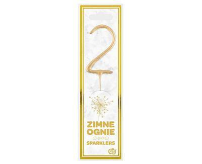 Zimne ognie złota cyfra 2,  17cm