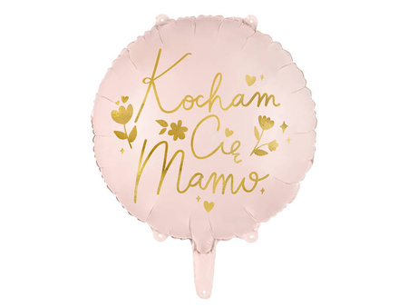 Balon foliowy Kocham Cię Mamo, różowy 45 cm